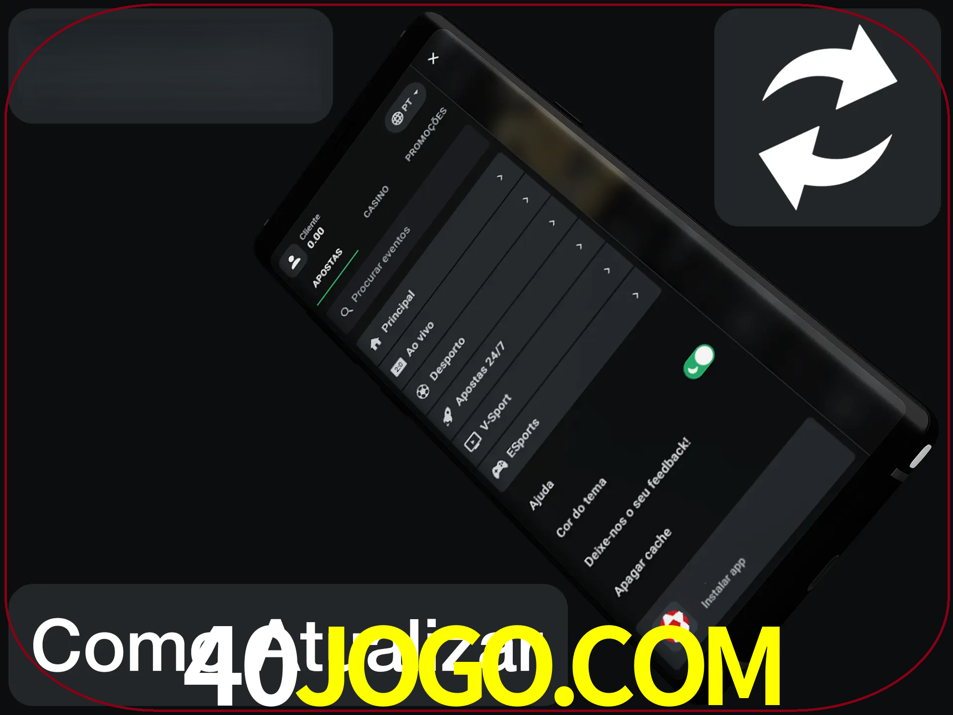O aplicativo é atualizado automaticamente quando você faz o login.