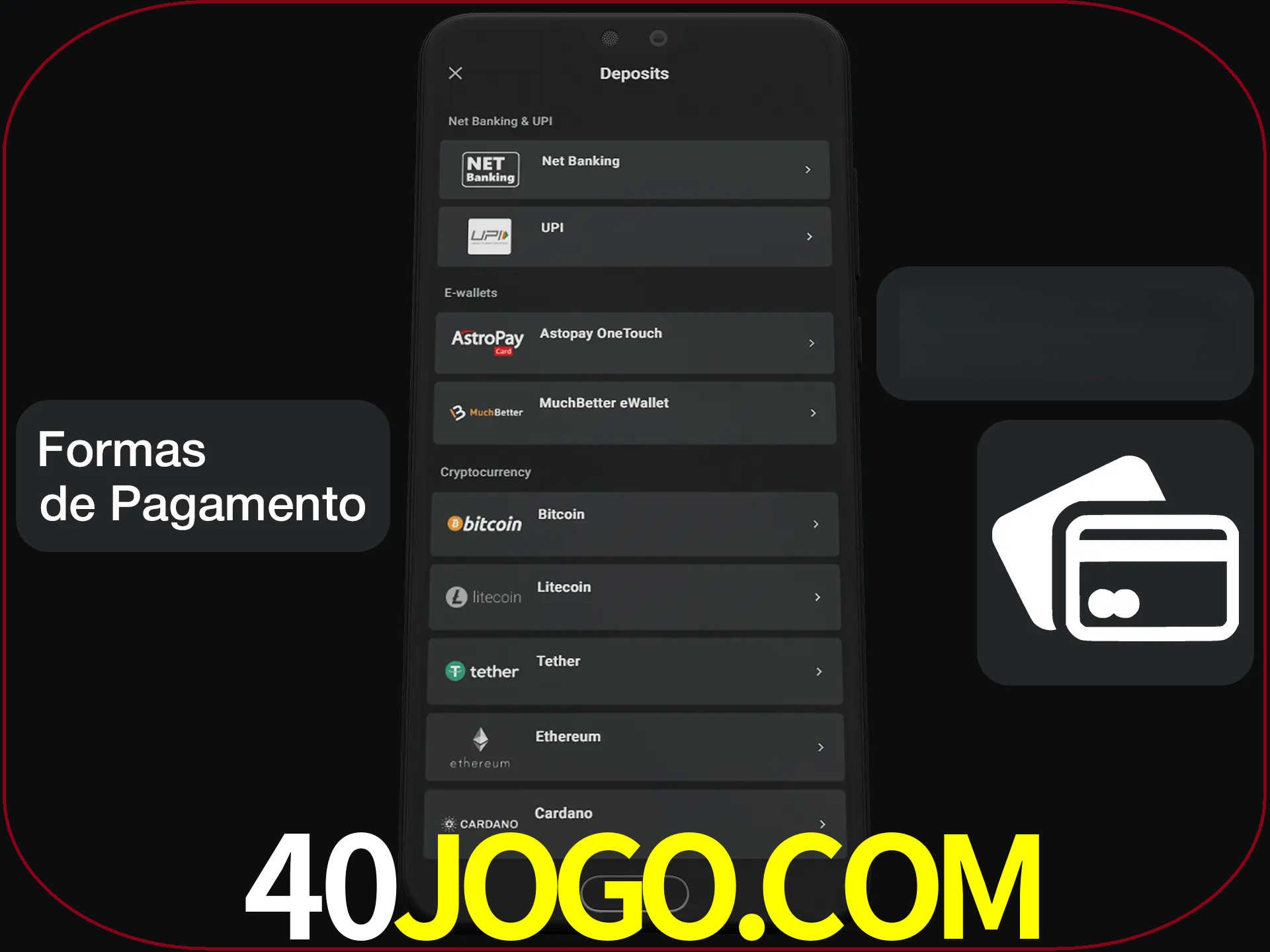 Escolha a forma de pagamento de sua preferência.