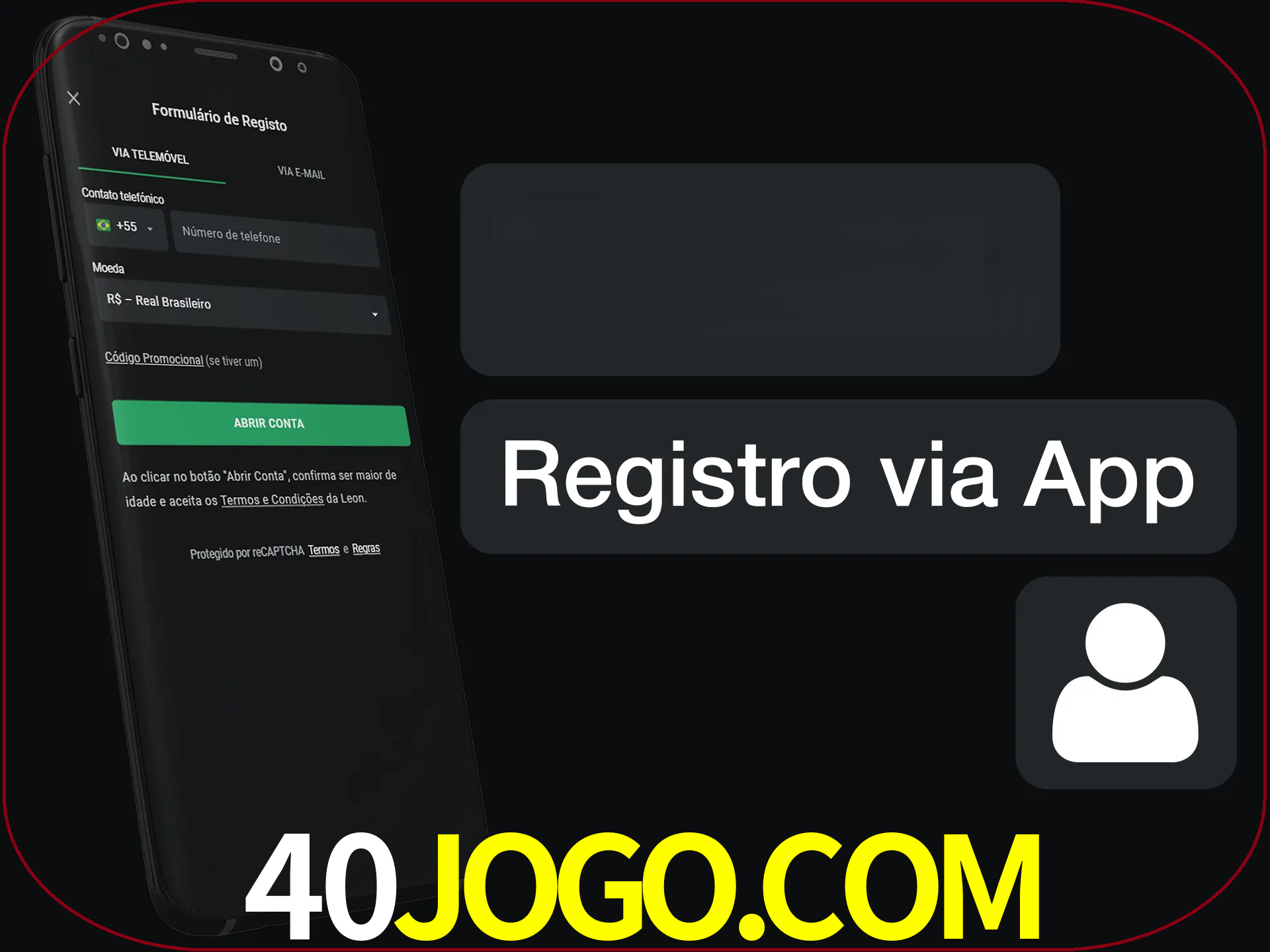 Registre-se com duas etapas usando o aplicativo.