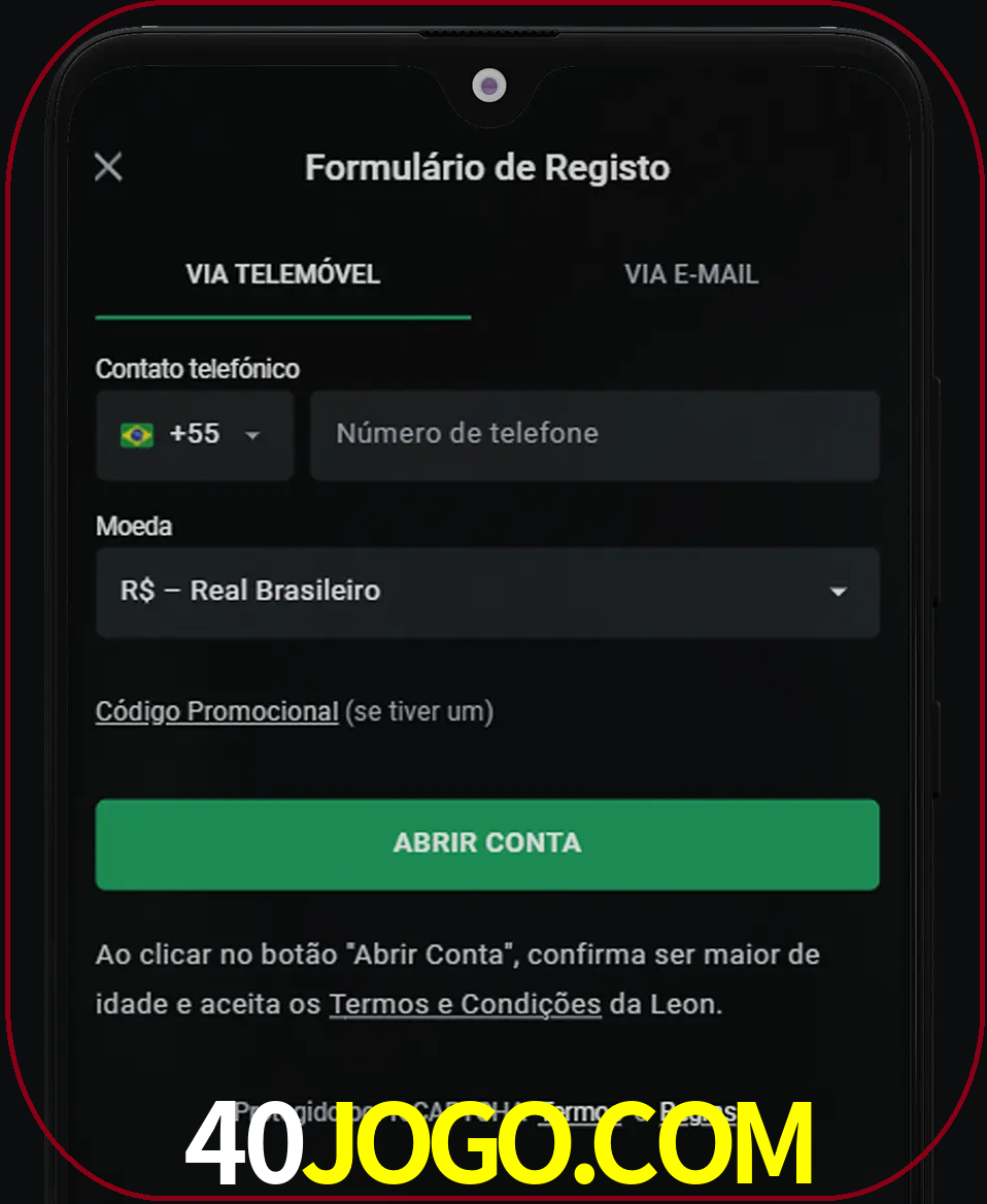 Abra o aplicativo e inicie o processo de registro.