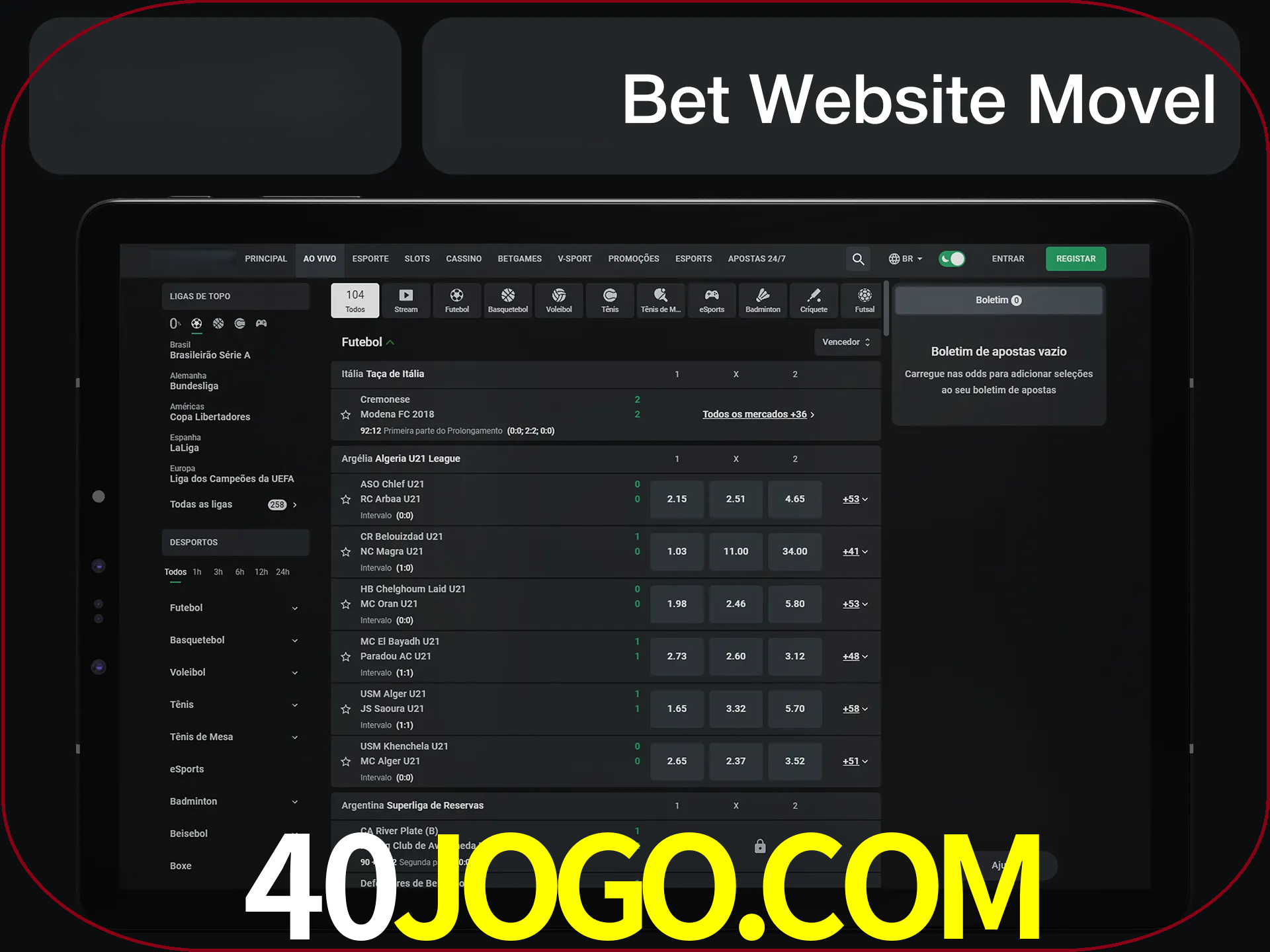 Use nosso website em qualquer dispositivo.